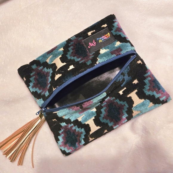 Makeup Junkie Handbags - Colorful Patterned Cosmetic Bag with Tassel